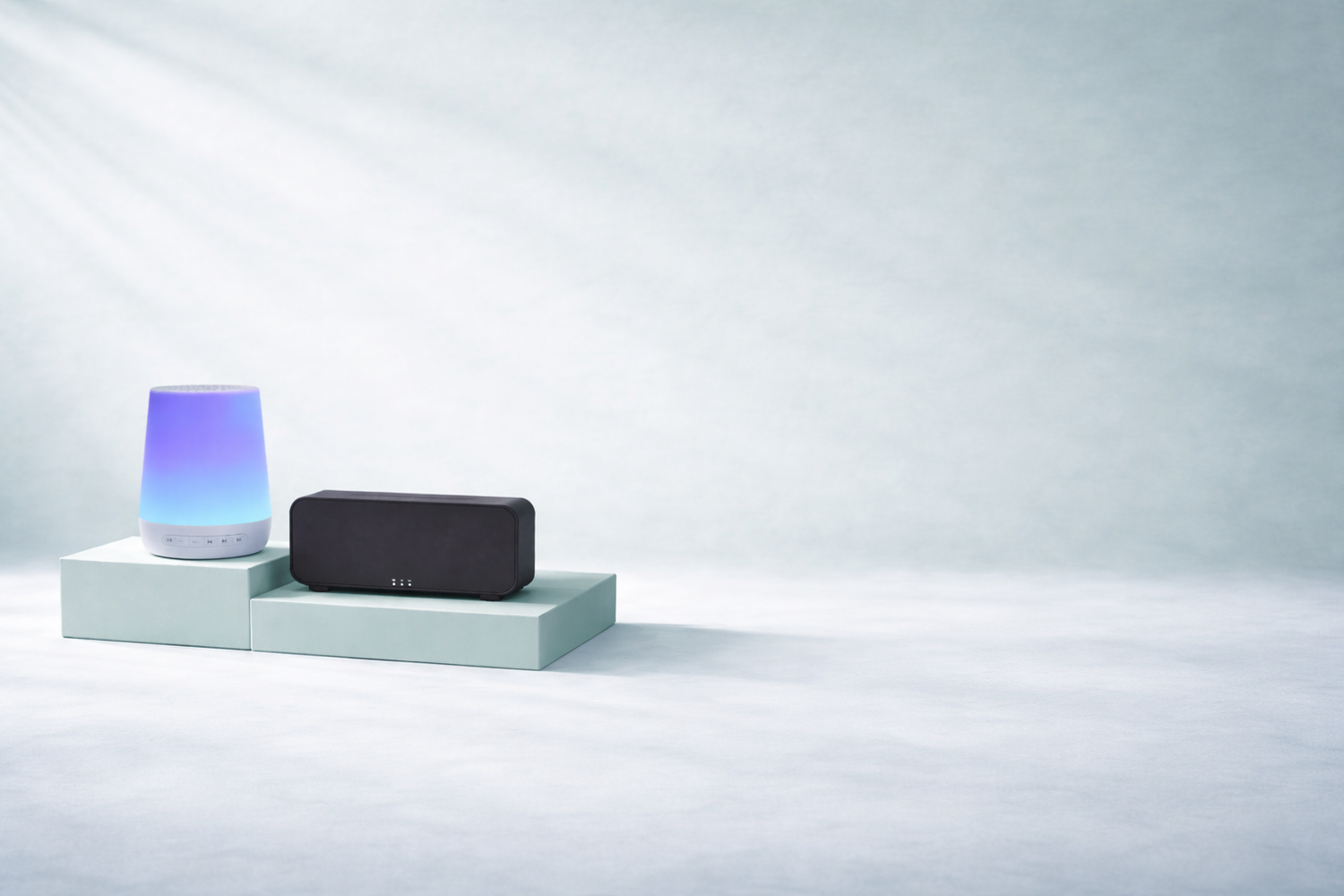 Smart home device with a glowing light on a white background