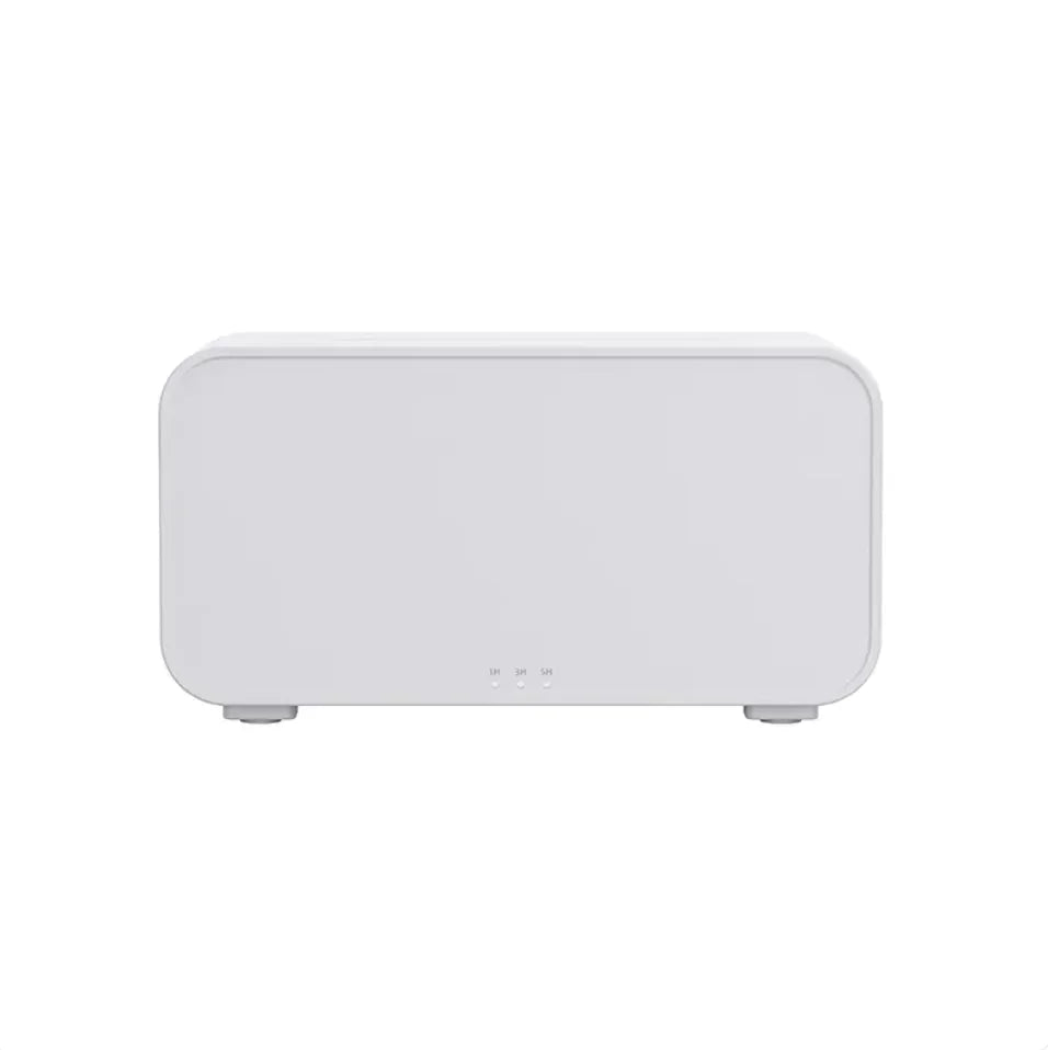 Rectangular black ultrasonic sleep diffuser and humidifier with rounded edges and minimalist design.